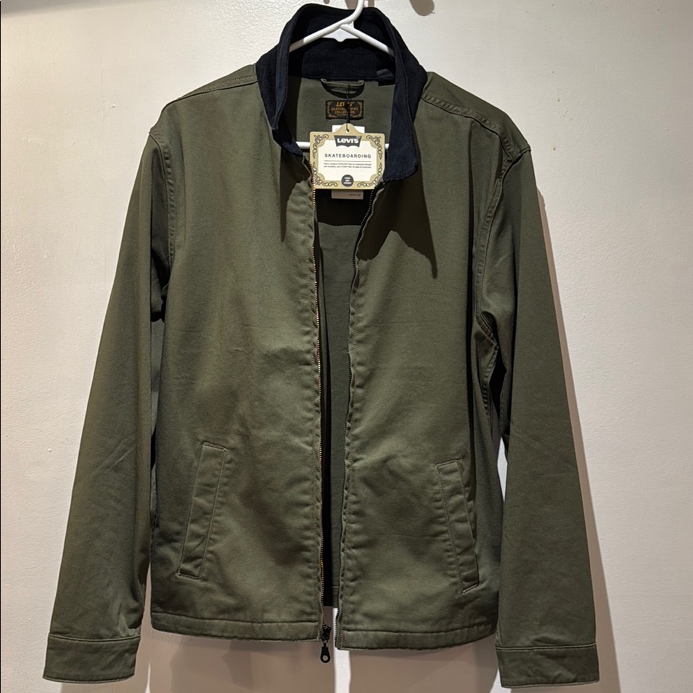 Levi's Green Military Field Jacket with Black Collar